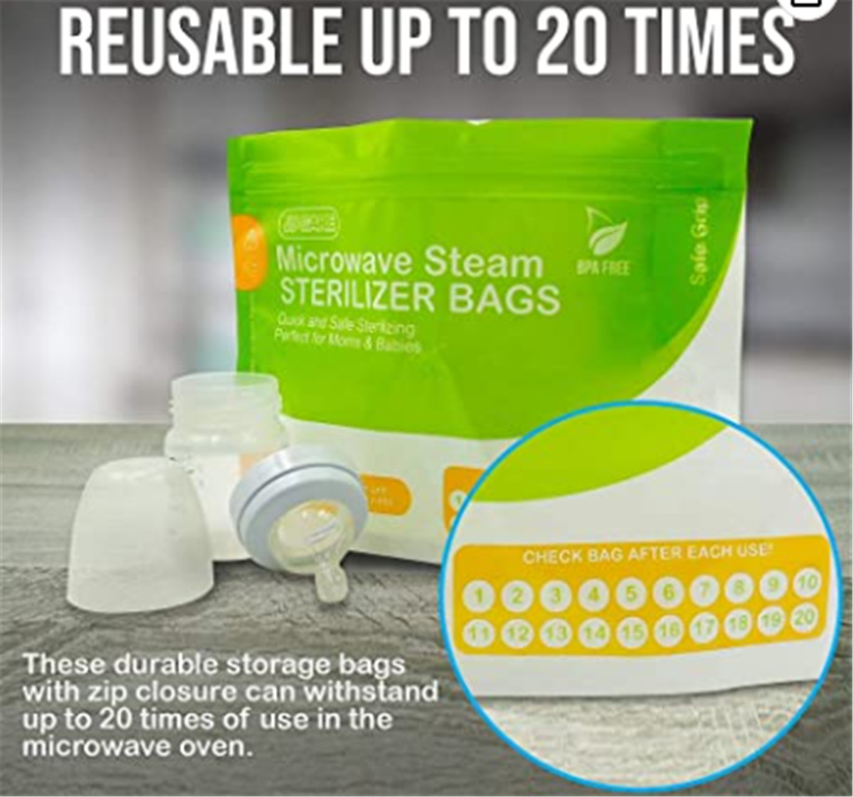 Custom Microwave Bottle Sterilizer Bags Sterilizer Bags for Baby