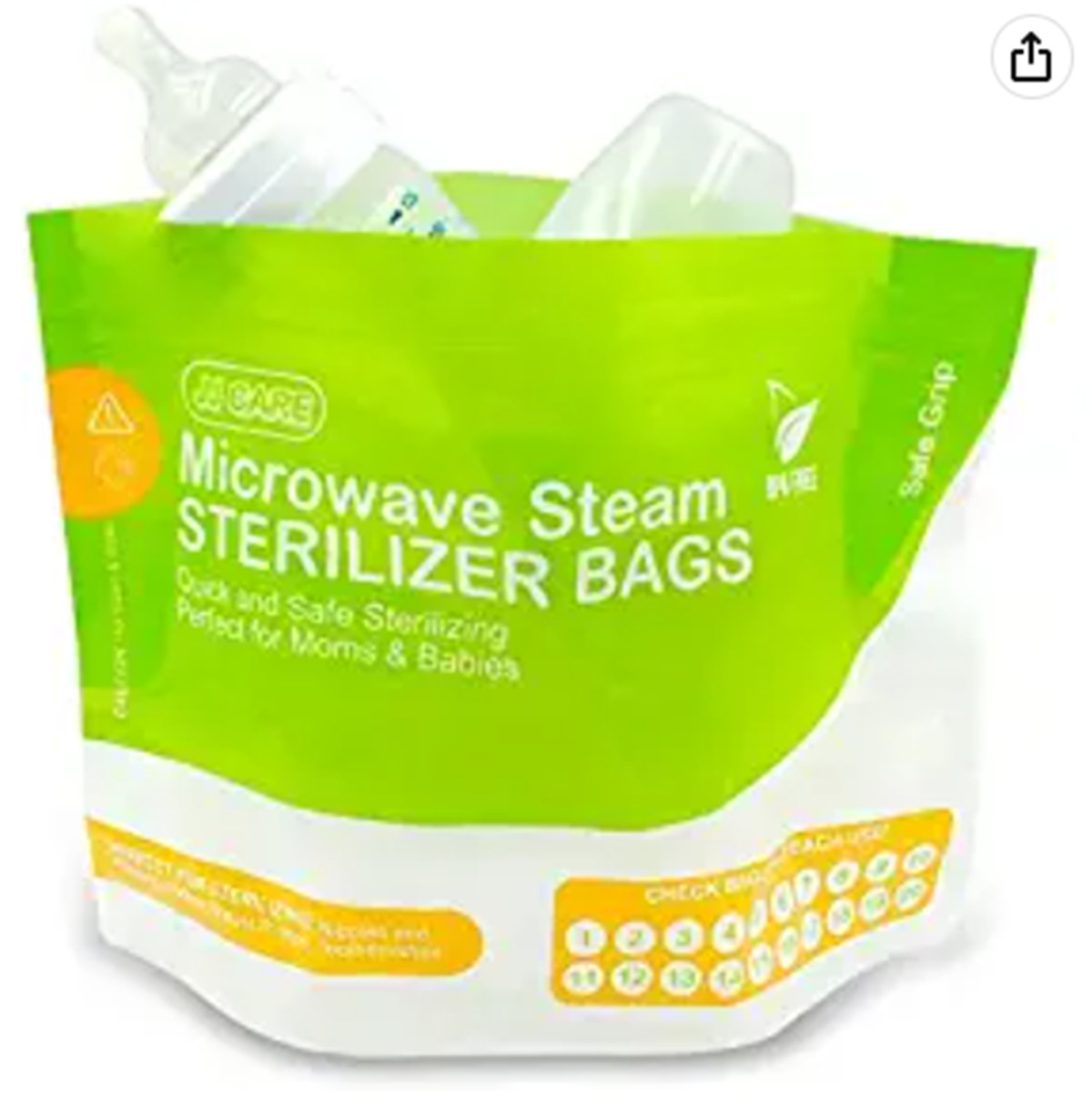 Premium Microwave Sterilizer Bags (20pcs) by Max Strength, Large & Durable Steam Bags for Baby Bottles, Soothers, Teethers & Training Cups, 20 Uses